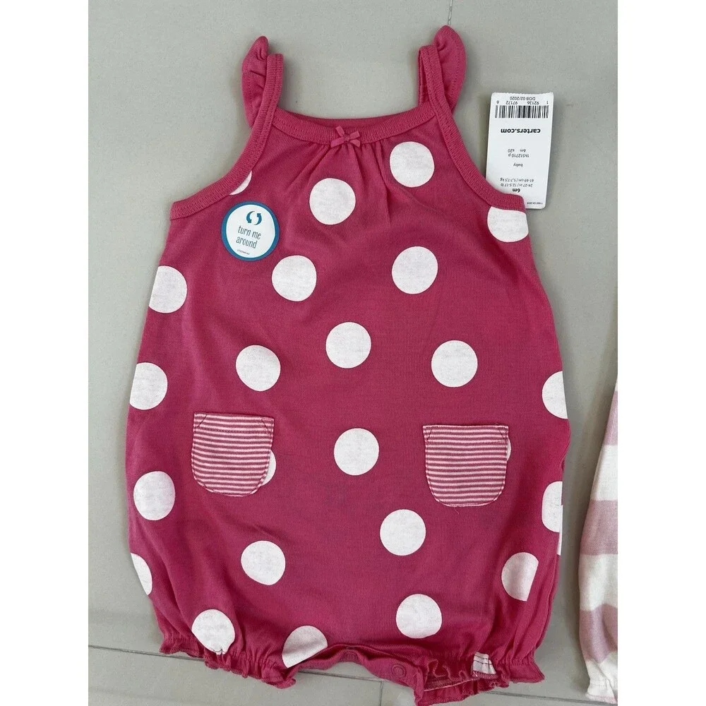 Set Lot of 3 Baby Girl Bubble Romper Outfit Summer Cotton 6m Snail Crab Flowers